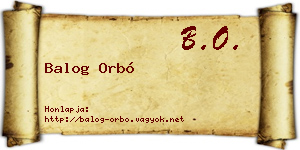 Balog Orbó névjegykártya